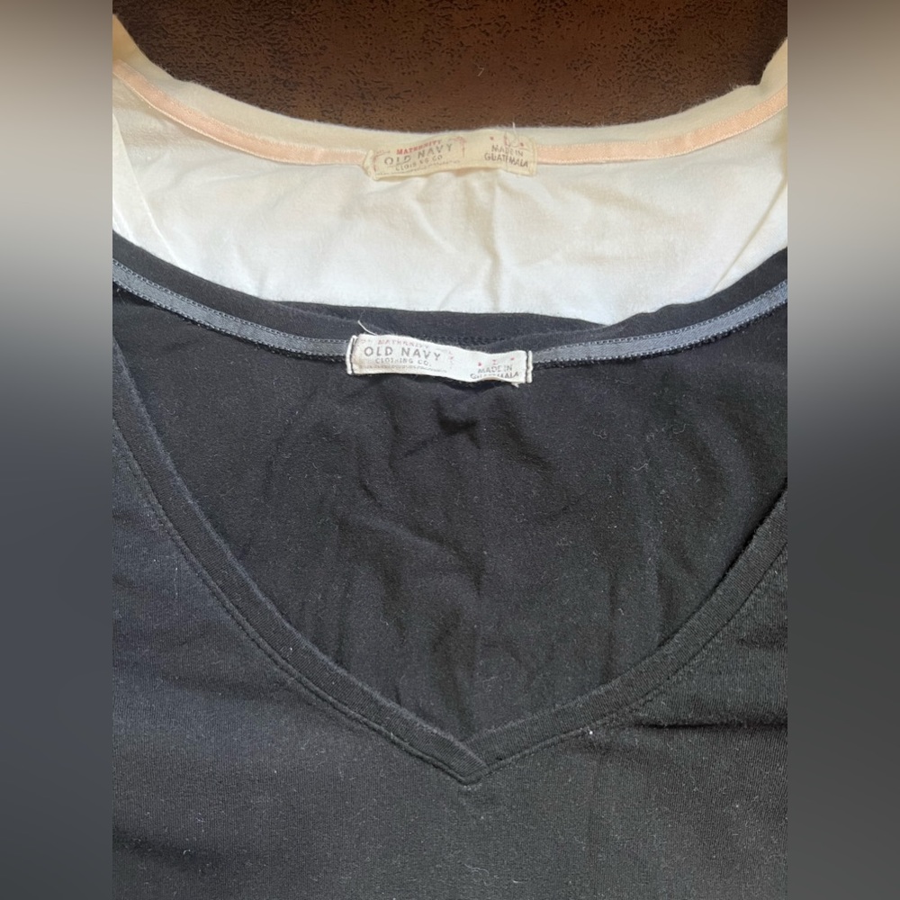 Old Navy Maternity 3/4 Sleeve Pair Ruched L Super Soft Tops Black and White